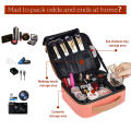 Makeup Bag Portable Travel Makeup Train Case PU Leather Cosmetic Storage Organizer with Dividers for Girl Cosmetic Make Up Tools